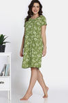 Zivame Nature Trails Knit Cotton Knee Length Nightdress - Turtle Green — thumbnail 2